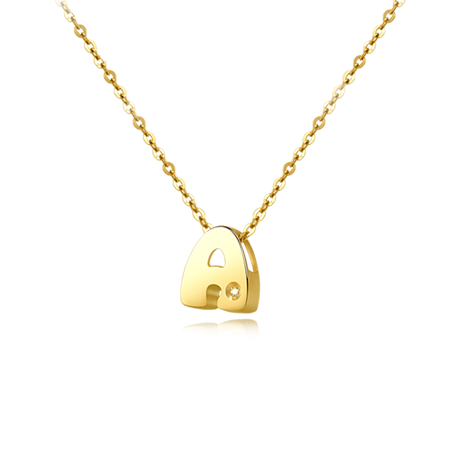 1227 10K,14K,18K gold letter diamond pendant