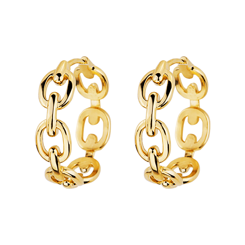 23666 European and American light luxury geometric hollow chain earrings