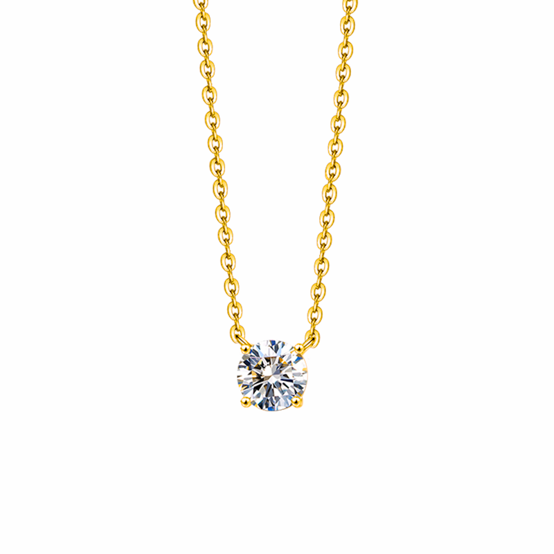 1490 Elegant and Minimalist Moissanite-Encrusted Gold Necklace