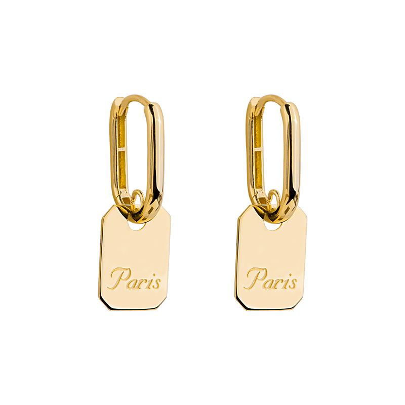 23430 New fashionable and temperamental geometric square engraved earrings 