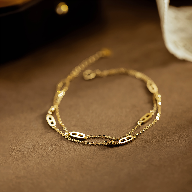 40907 Pig nose double-layer versatile stacking bracelet.