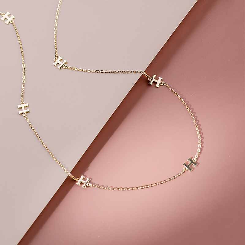 11376 K gold customizable in ins style 8-letter necklace