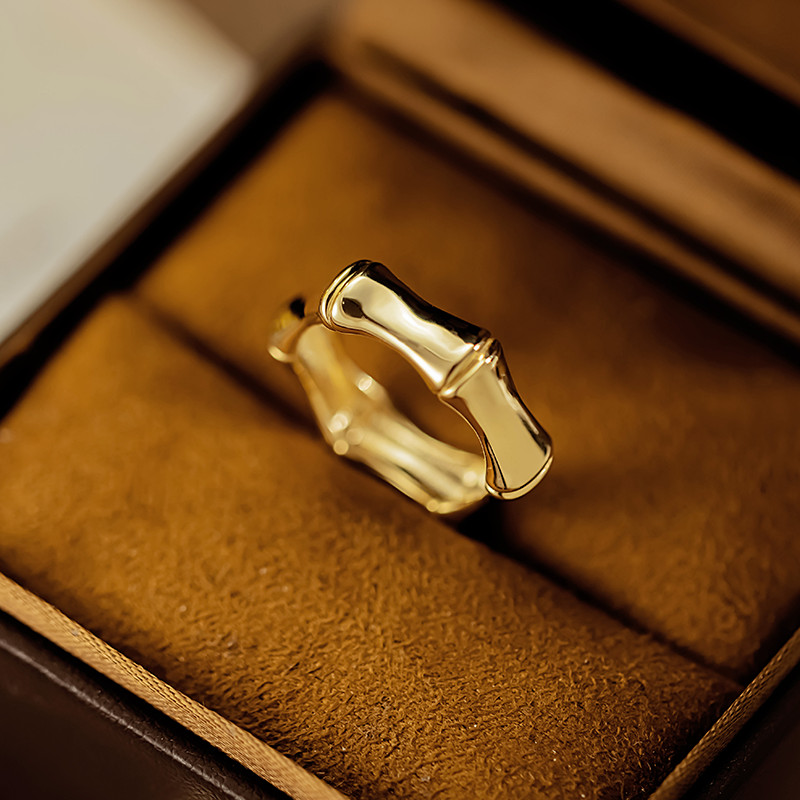 31460 European and American style plain gold smooth bamboo joint index finger ring  