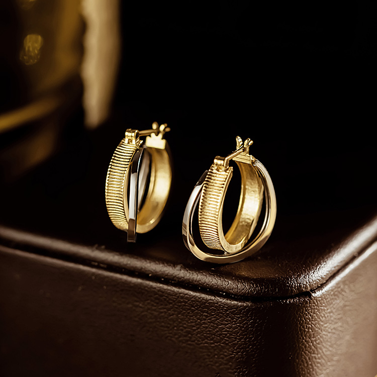 25153  Ins style two-color multi-circle round earrings  