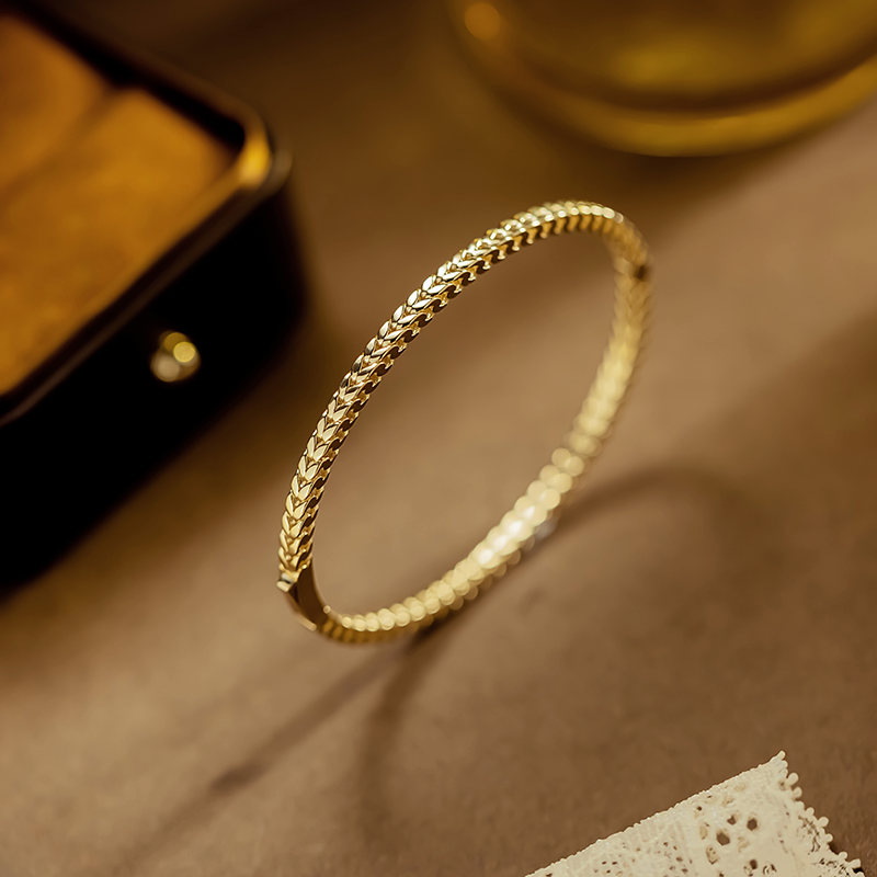 41008 Wheat ear plain gold fashionable and all-match lock buckle bracelet 