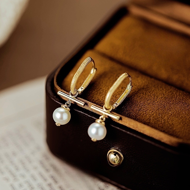 25117 Balance beam pearl with two wearing methods fashion earrings 
