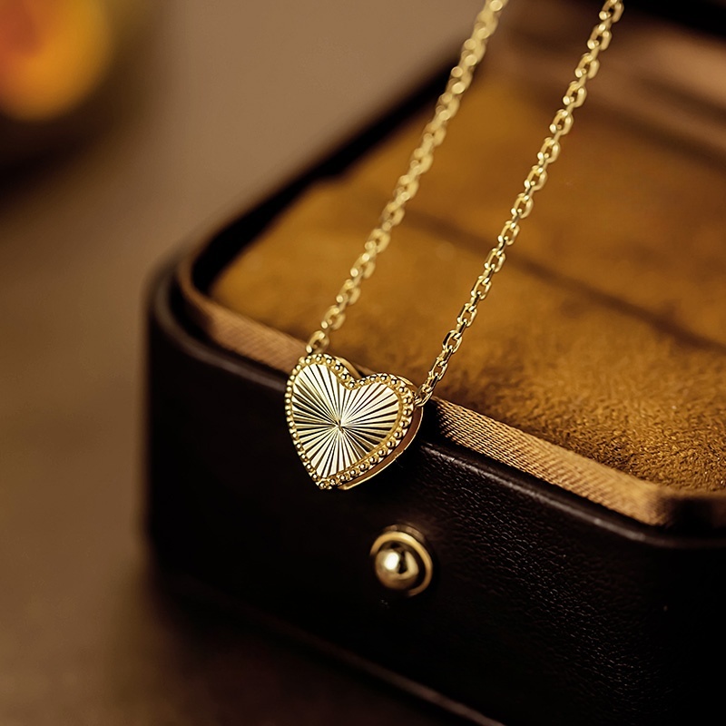 13037 Double-sided laser plain gold explosive flashing heart-shaped floral pendant 