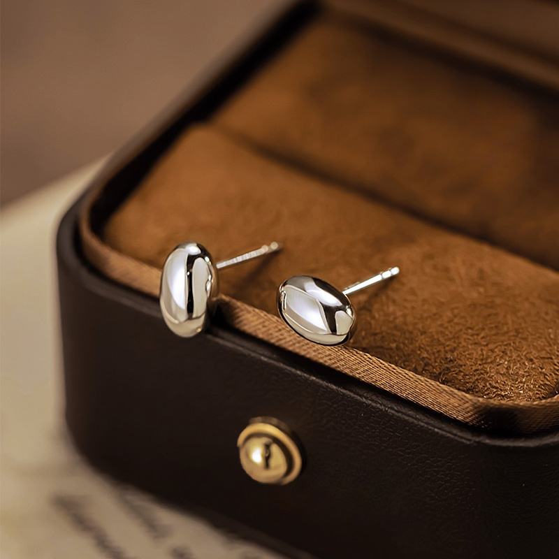 25062 Simple and elegant plain gold shiny surface gold ball stud earrings 