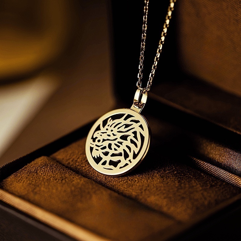 12986 Unisex zodiac dragon black agate sweater necklace pendant  