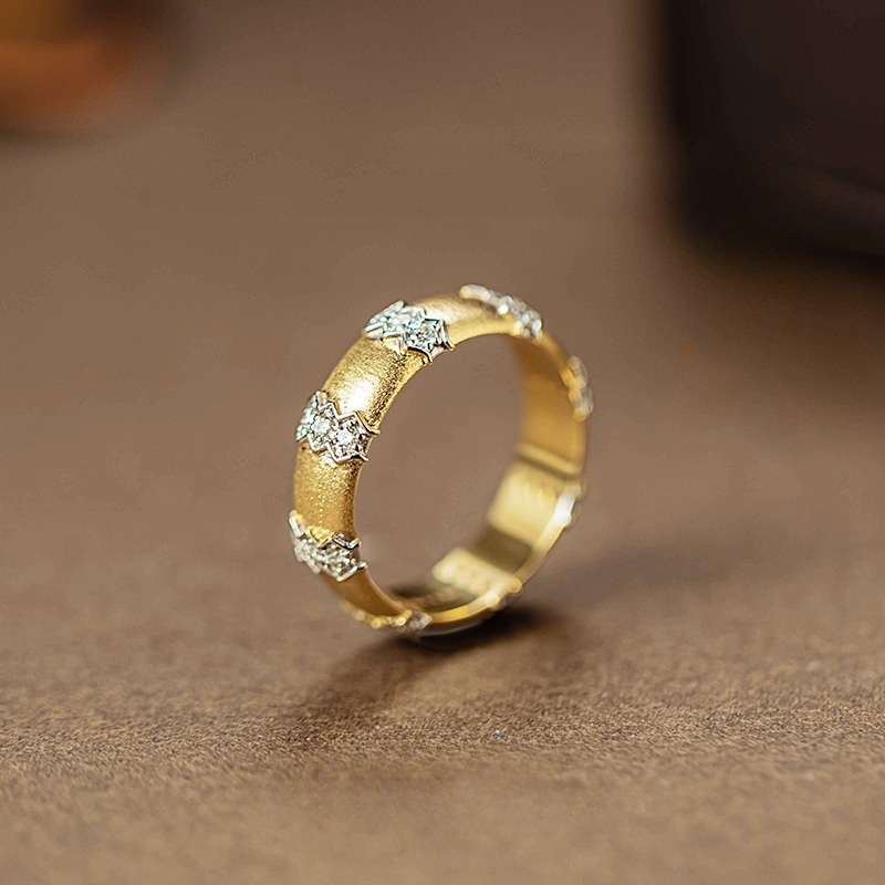 31420 Fashionable yellow and white color-blocked Buccellati-style brushed moissanite hand jewelry  